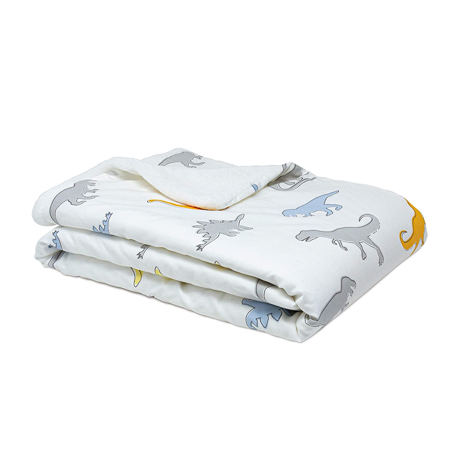 Lolli Living Lolli Cotton Baby Blanket with Sherpa. Dino Land Print Blanket for Cribs and Strollers 