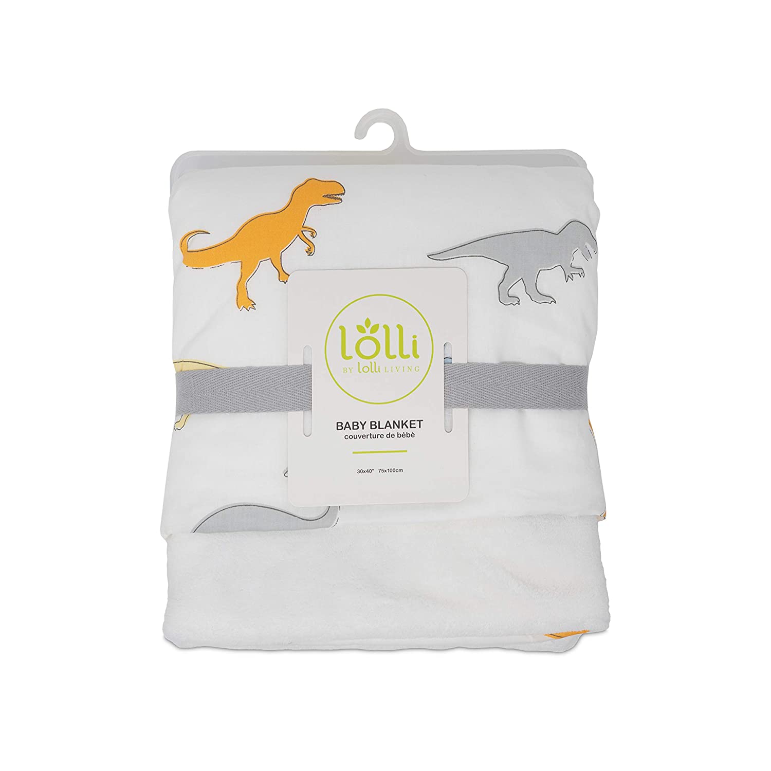 Lolli Living Lolli Cotton Baby Blanket with Sherpa. Dino Land Print Blanket for Cribs and Strollers 