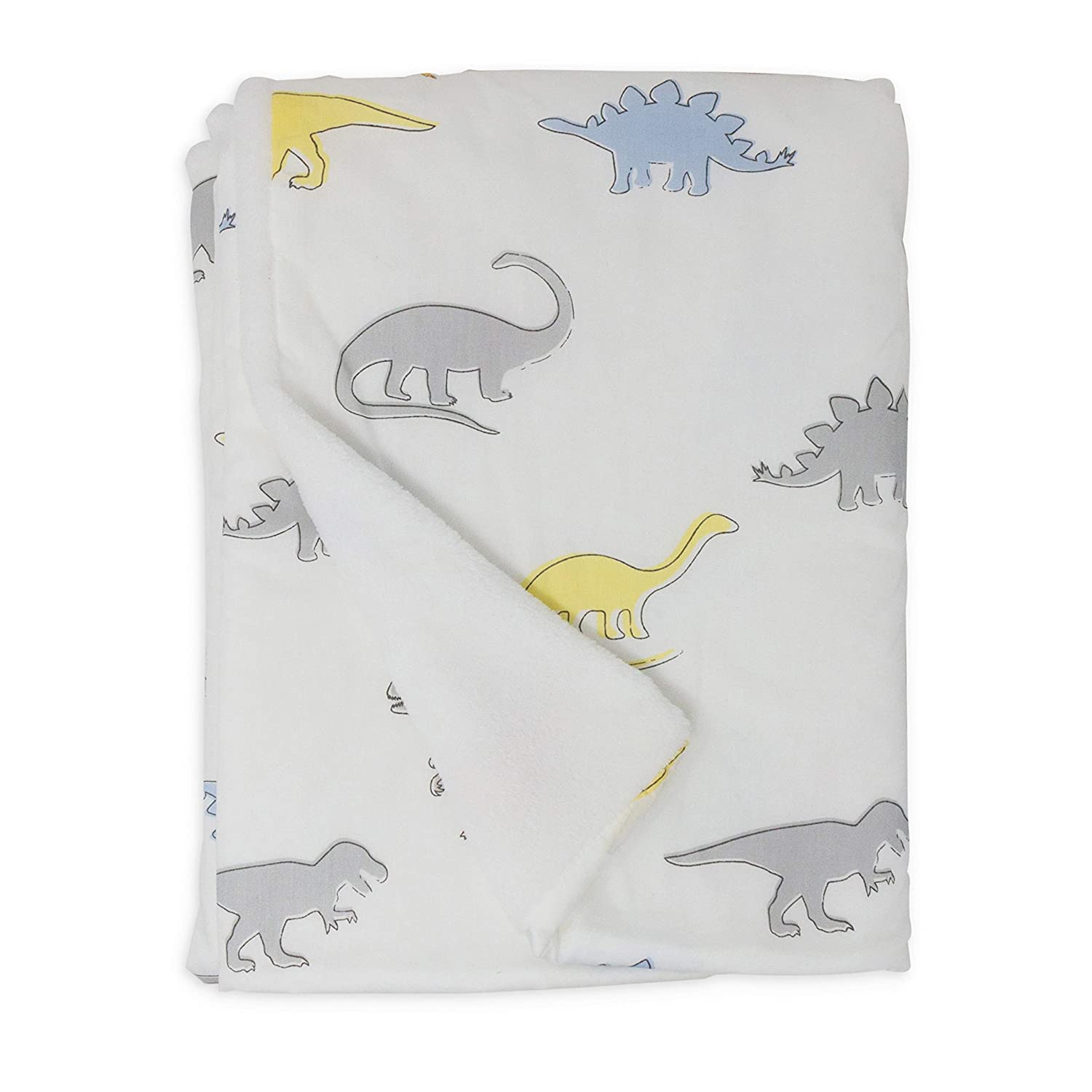 Lolli Living Lolli Cotton Baby Blanket with Sherpa. Dino Land Print Blanket for Cribs and Strollers 