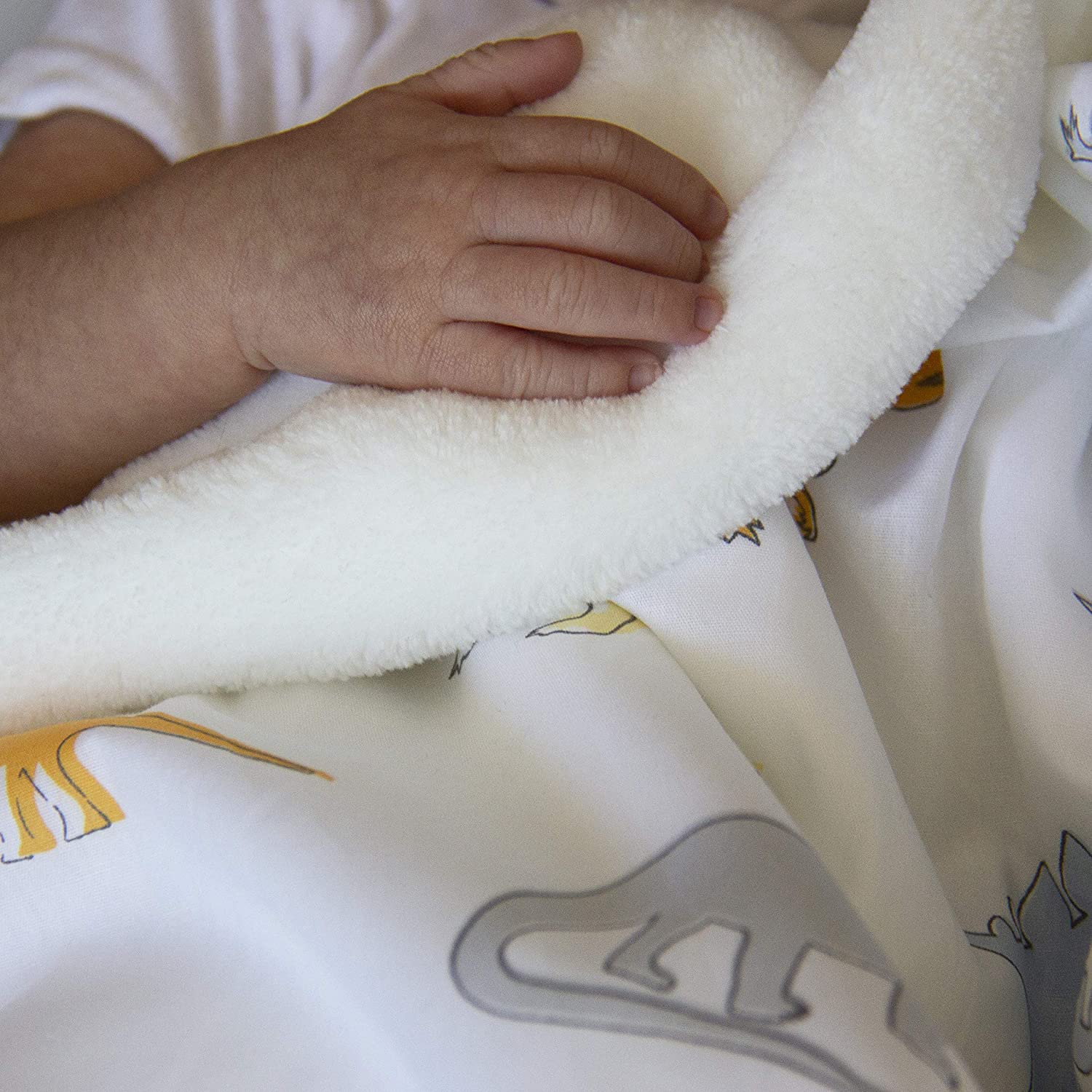 Lolli Living Lolli Cotton Baby Blanket with Sherpa. Dino Land Print Blanket for Cribs and Strollers 