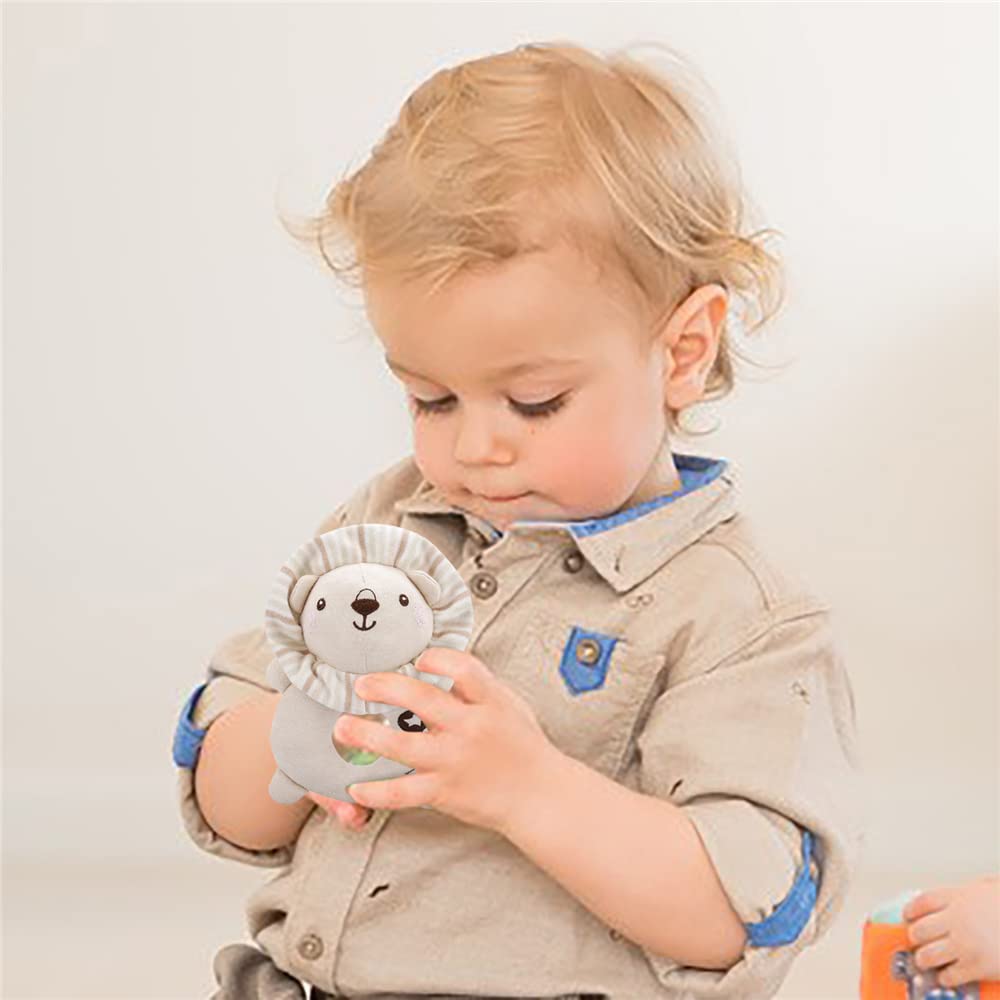 Baby Rattles Toys for 0 to 12 Months, Soft Plush Hand Rattle Infant Developmental Hand Grip Toys, Cu