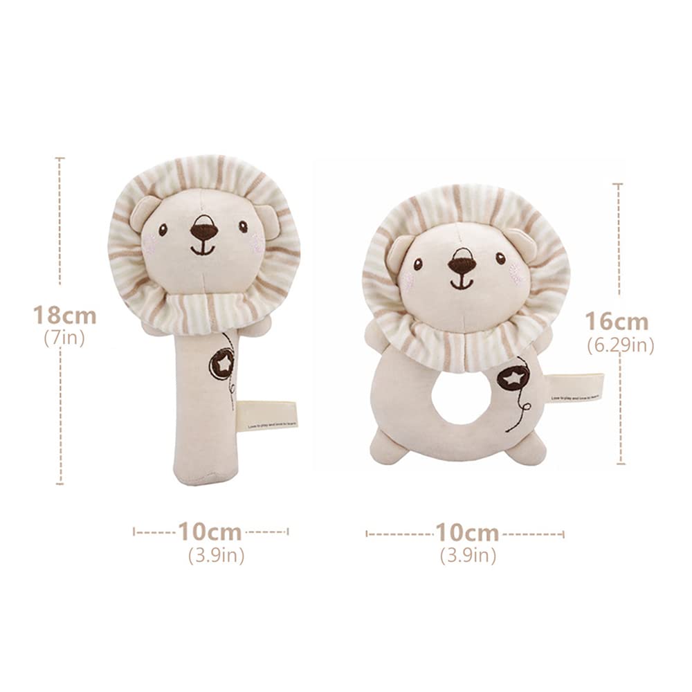 Baby Rattles Toys for 0 to 12 Months, Soft Plush Hand Rattle Infant Developmental Hand Grip Toys, Cu