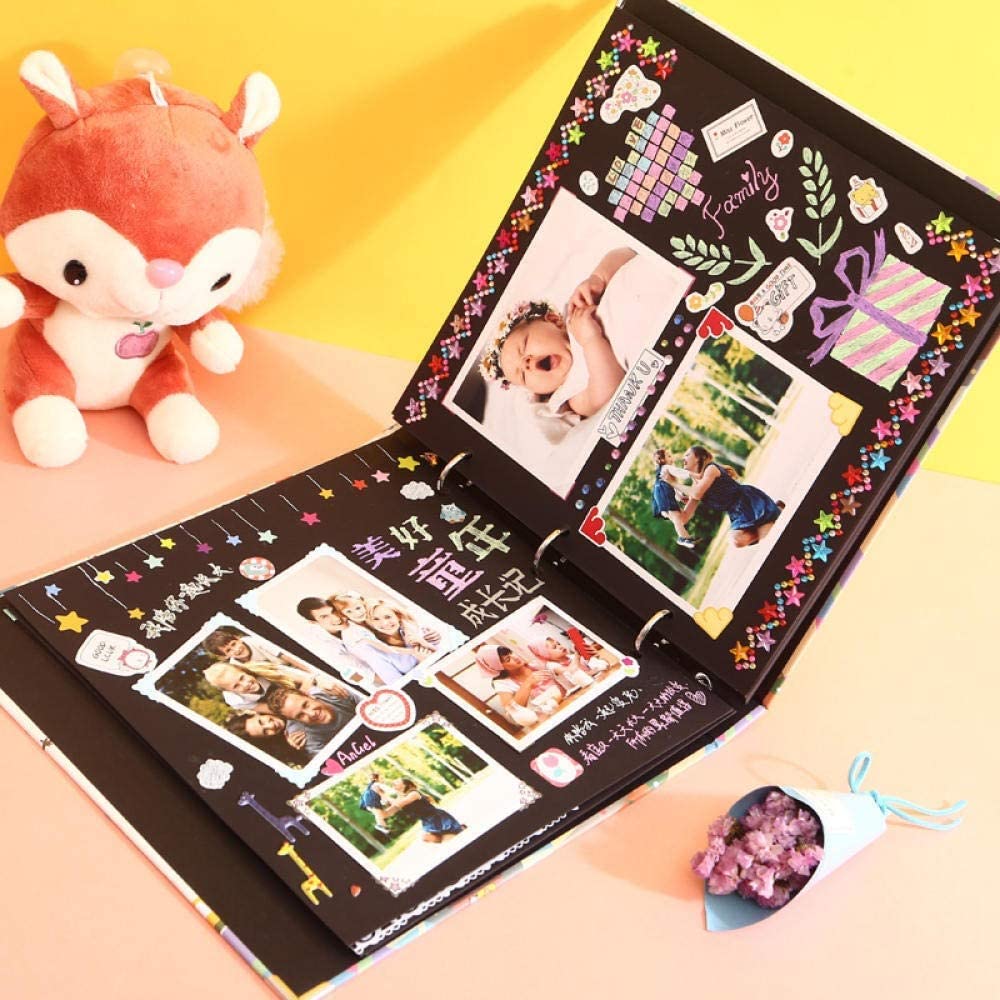 WERYU Cartoon DIY Handmade Loose-Leaf Photo Albums Growing Autograph Self-Adhesive Album Children S