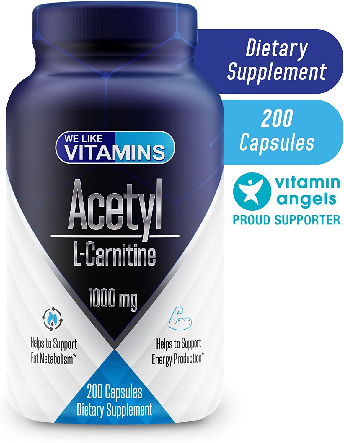 Acetyl L-Carnitine 1000mg (per Serving, 100 Servings) 200 Capsules - 100 Day Supply - Acetyl l carni