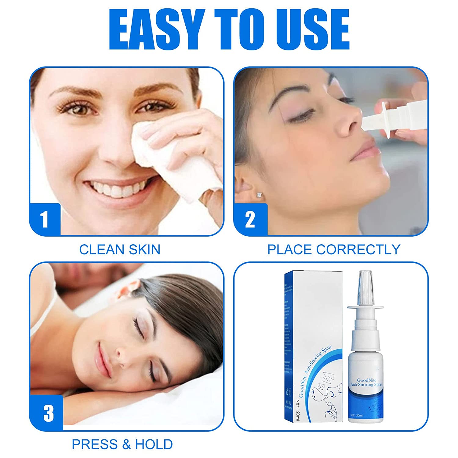 Relief Nasal Spray, 20ml Snoring Nasal Spray Reduce Infection Risk Better Sleep Snoring Spray for Sn