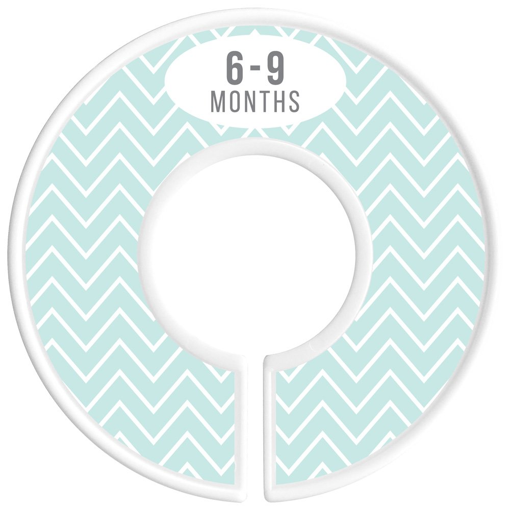 Baby Closet Size Dividers, Mint, Set of 6 Organizers, BoyStripe, Chevron