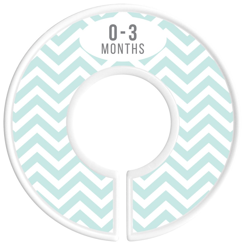 Baby Closet Size Dividers, Mint, Set of 6 Organizers, BoyStripe, Chevron