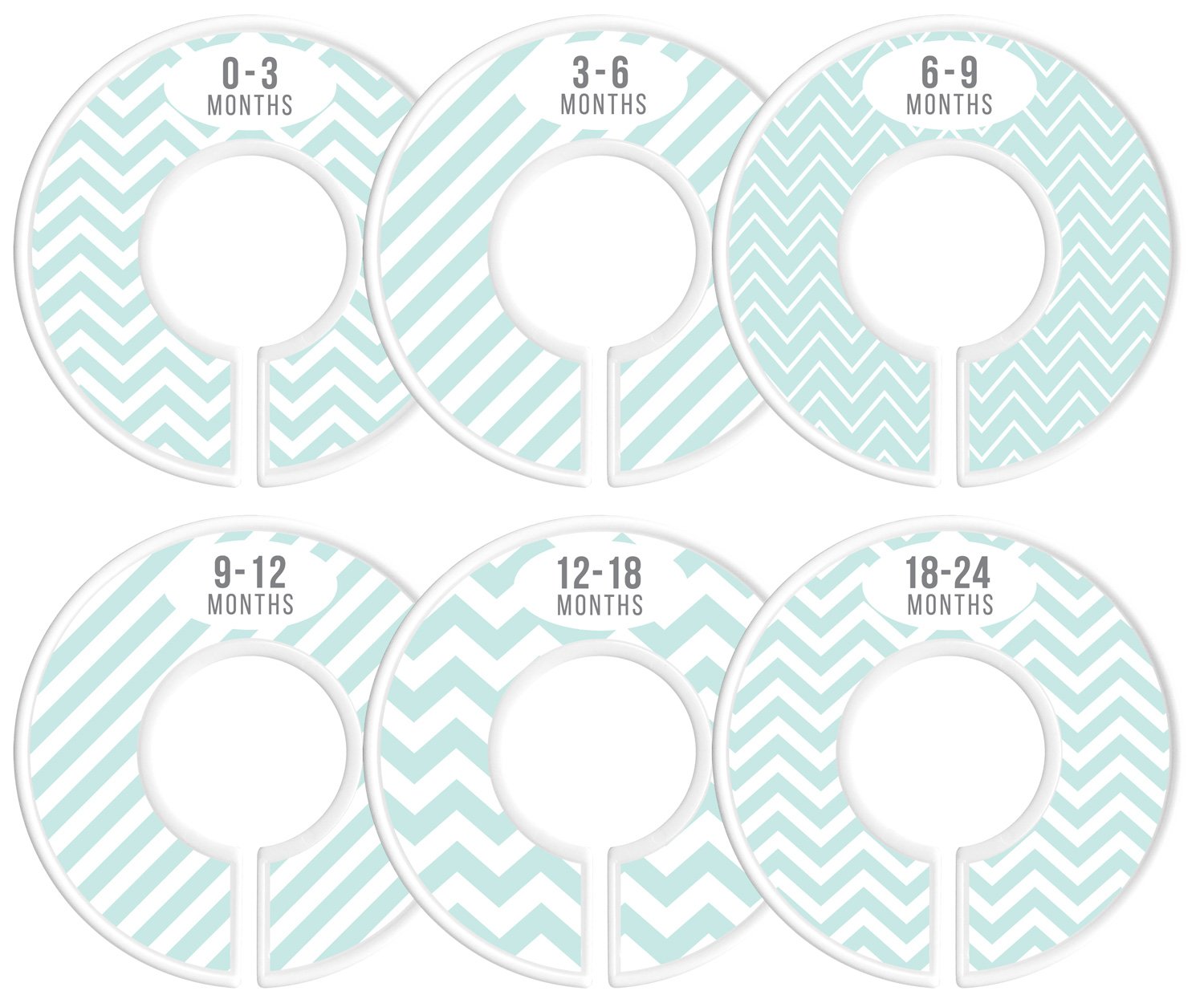 Baby Closet Size Dividers, Mint, Set of 6 Organizers, BoyStripe, Chevron