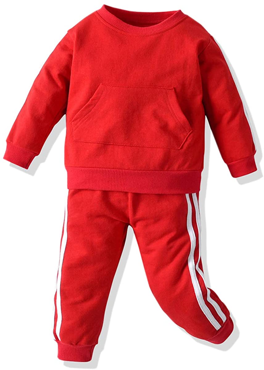 DAIMIDY Boys Girls Striped Pullover Sweatshirt Sports Suit, 6 Mongths - 3 Years