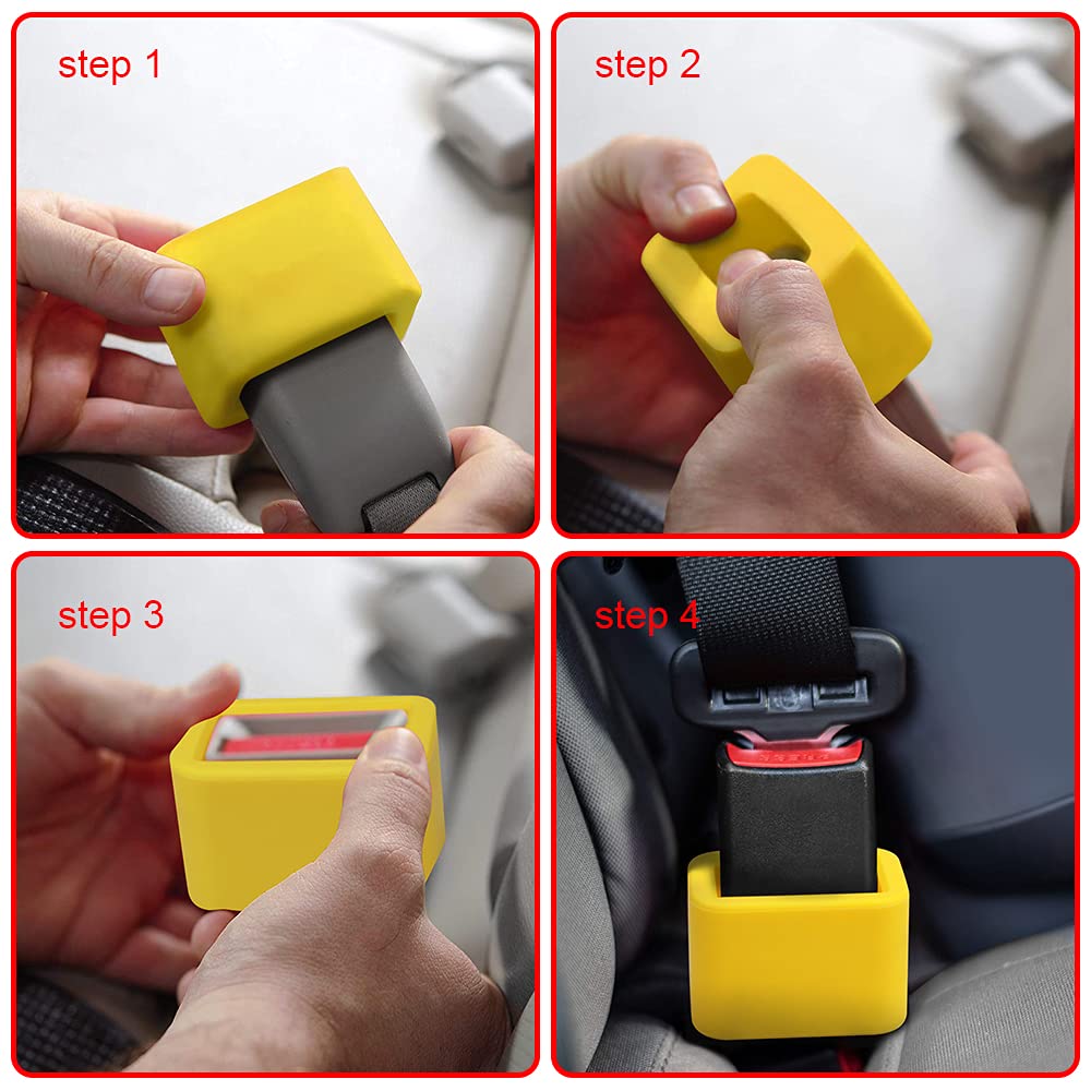 Morlike Silicone Belt Buckle Holder Booster (Yellow, 2 Pack)