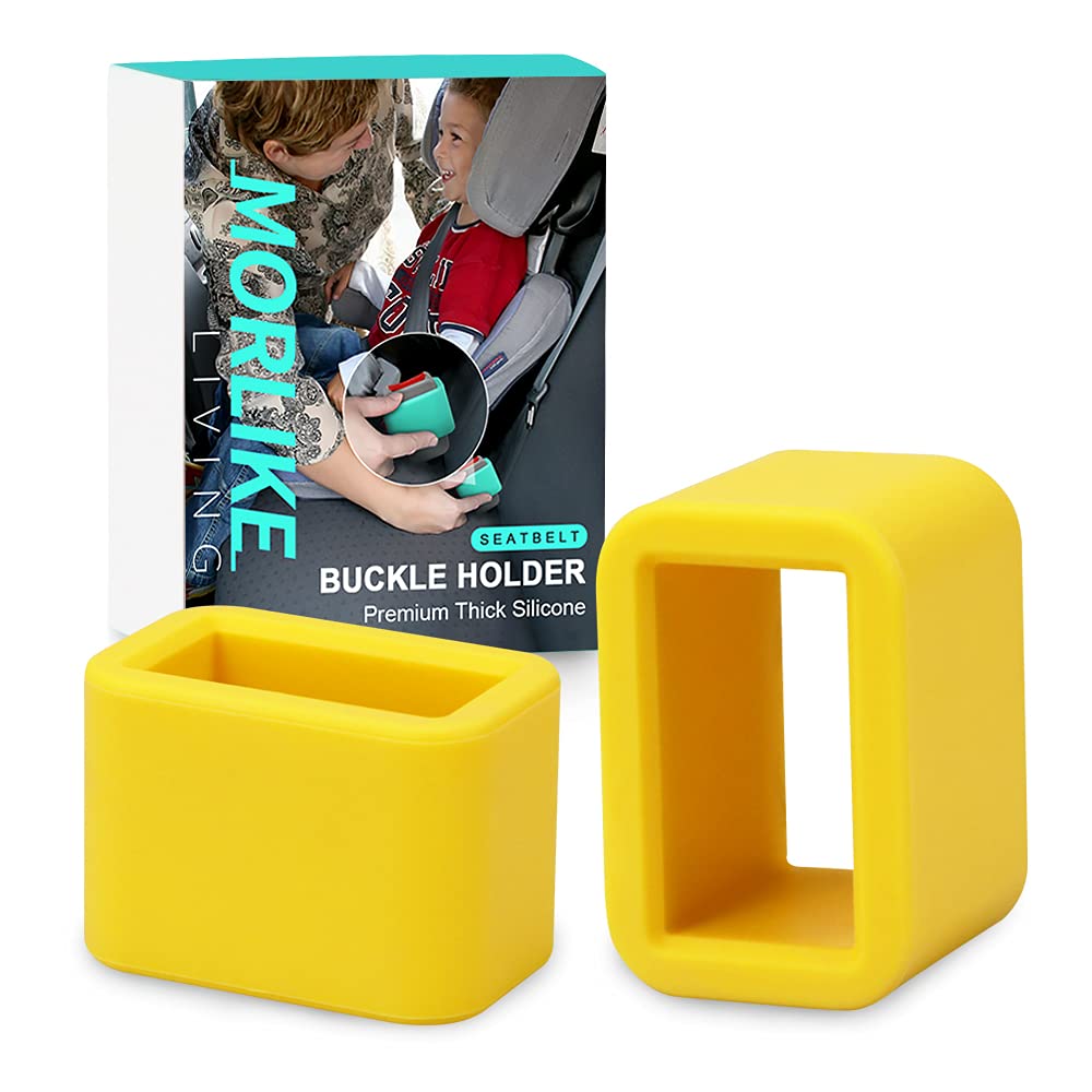 Morlike Silicone Belt Buckle Holder Booster (Yellow, 2 Pack)
