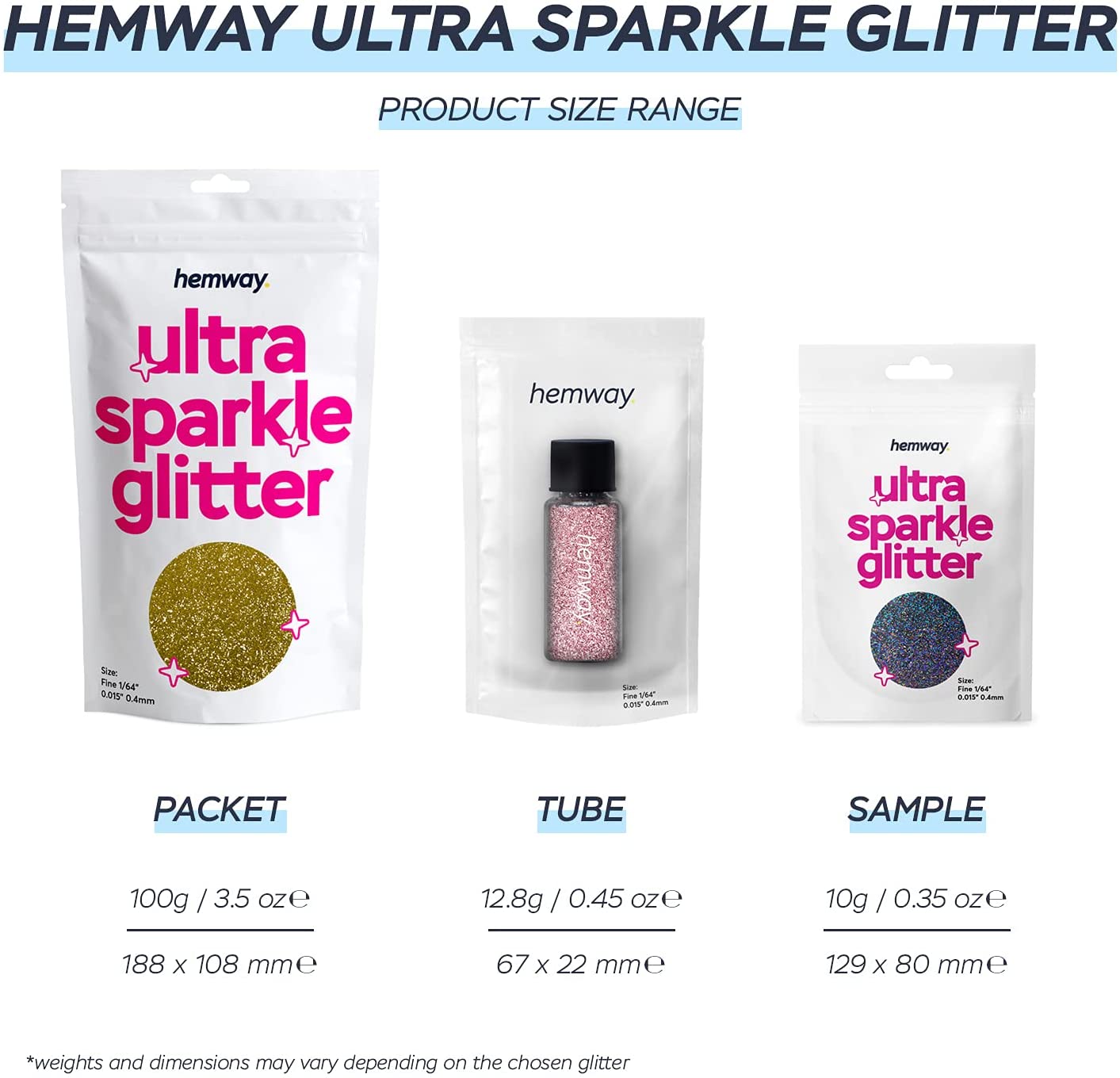 Hemway Premium Ultra Sparkle Glitter Multi Purpose Metallic Flake for Arts Crafts Nails Cosmetics Re