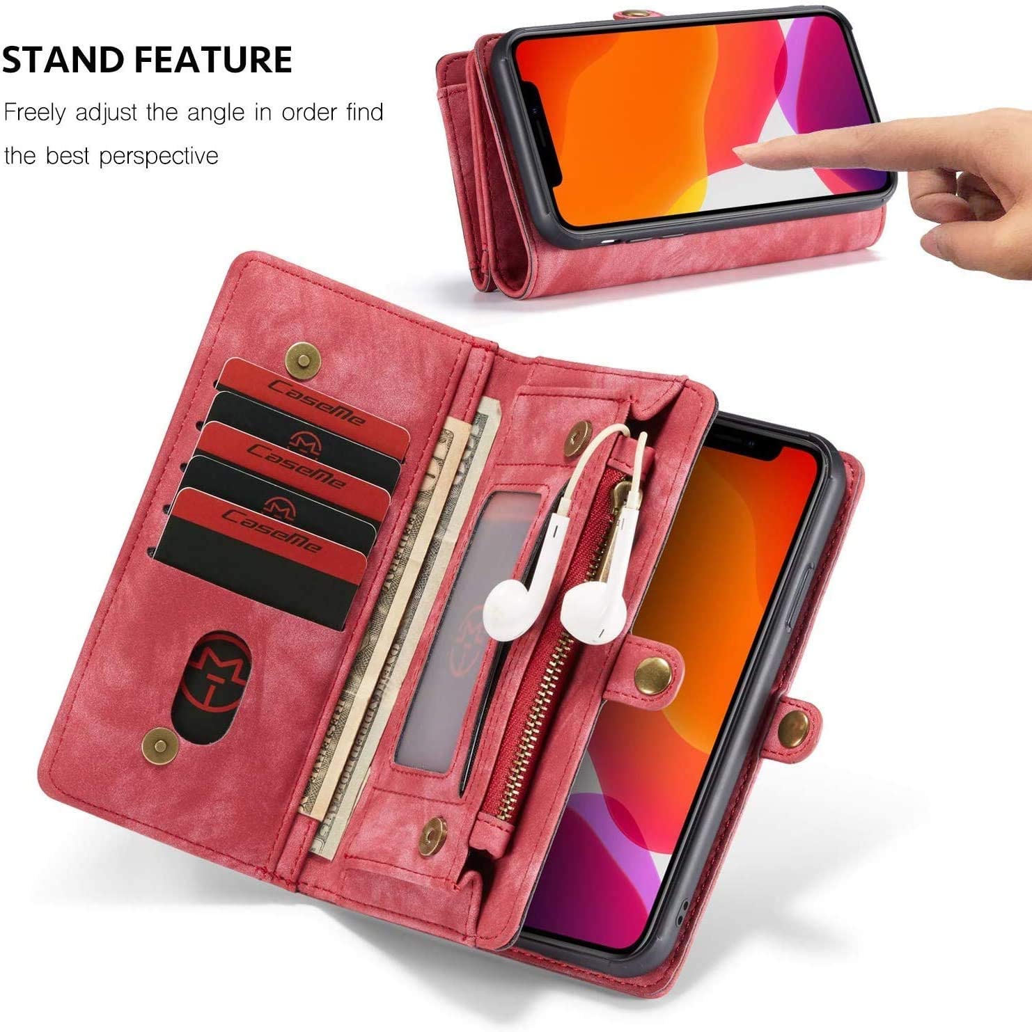 Jennyfly Galaxy Note 10 Plus Phone Cover, Women Removable Protective Phone Case Detachable Zipper Pu