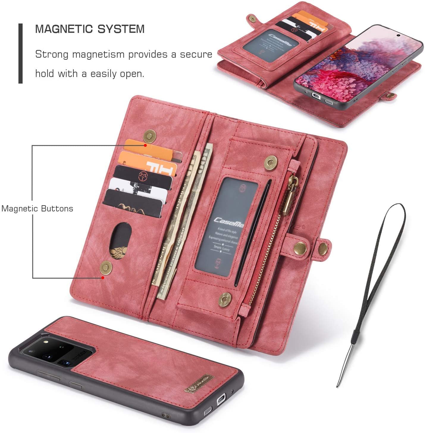 Jennyfly Galaxy Note 10 Plus Phone Cover, Women Removable Protective Phone Case Detachable Zipper Pu