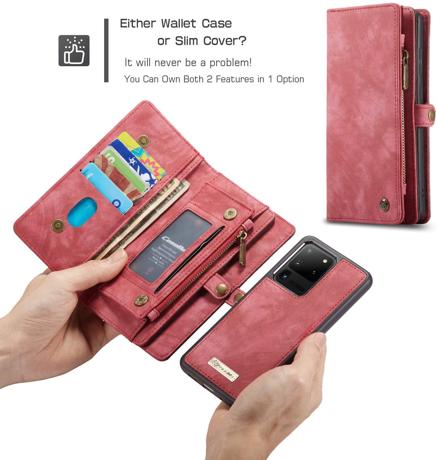 Jennyfly Galaxy Note 10 Plus Phone Cover, Women Removable Protective Phone Case Detachable Zipper Pu