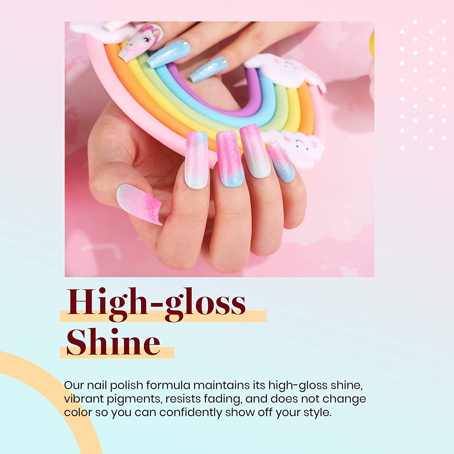 Beetles Gel Nail Polish, Unicorn Collection Pastel Color Soak off Nail Gel Polish Baby Blue Yellow N