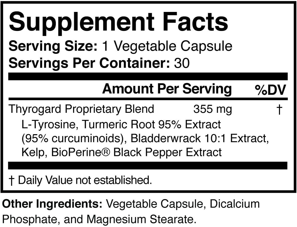 Thyrogard - Natural Thyroid Support Supplement - Non-GMO, Vegan, Gluten-Free