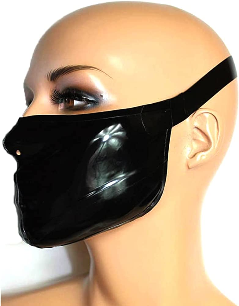 Latex Hood Mask for Women Rubber Mouth Mask with Nostril Cosplay Games Latex Mask