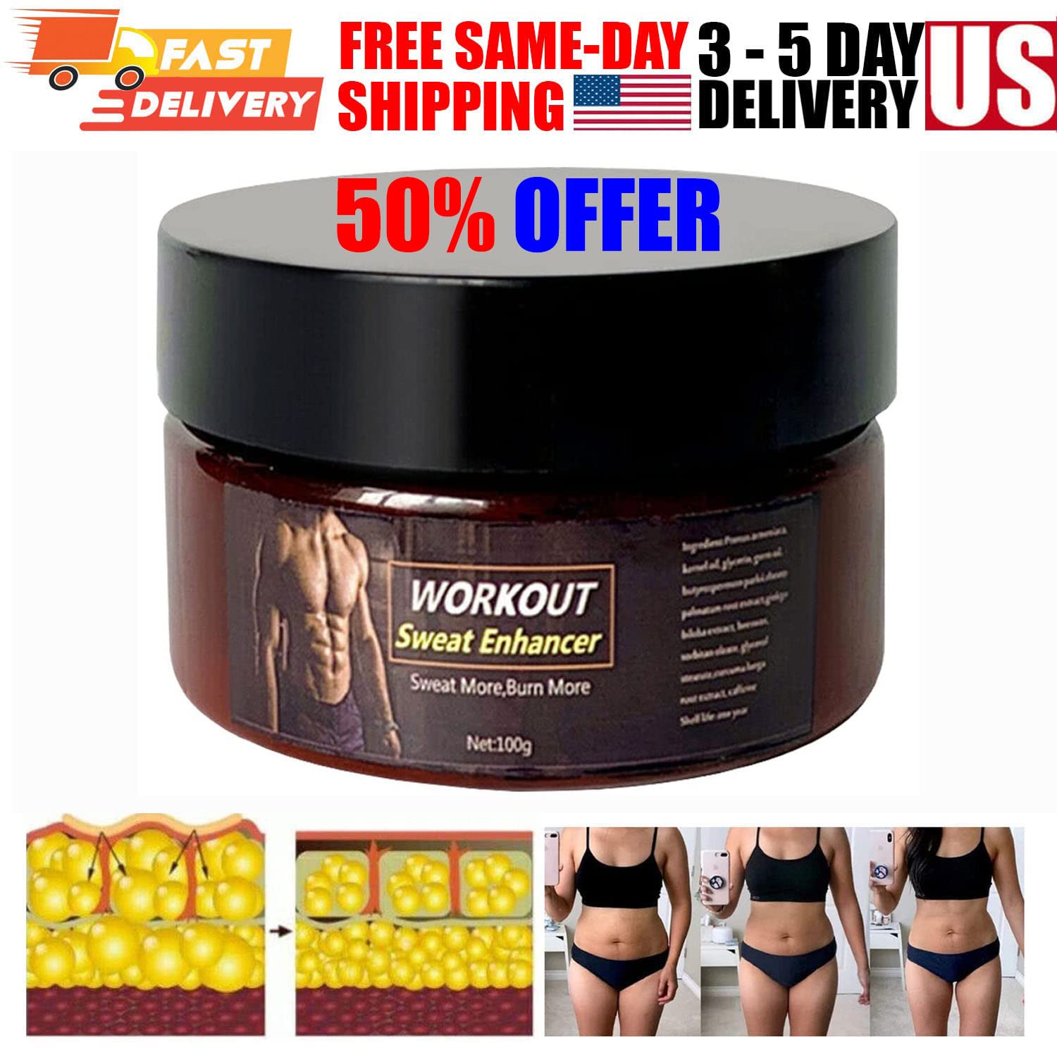 Fat Burn Cream for Belly, Hot Cream, Slimming Cream, Body Sculpting Cellulite Workout Cream, Abdomen