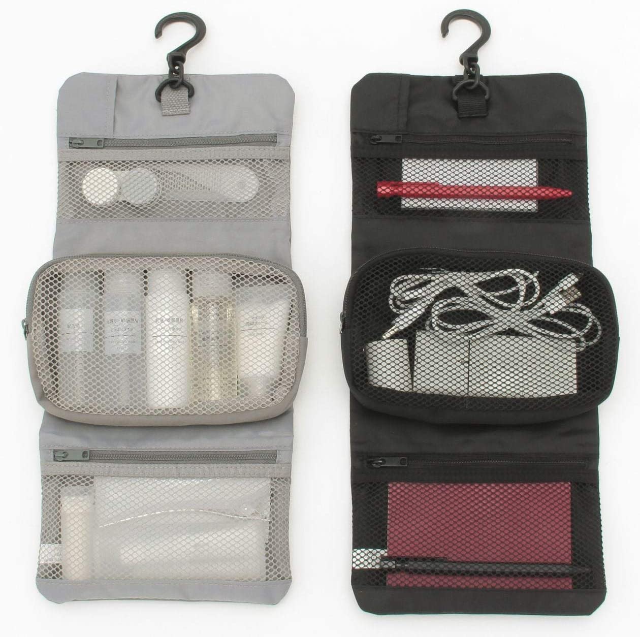 Muji Polyester Hanging Travel Case with Detachable Pouch, 12 cm Width x 18 cm Depth x 4.5 cm Height,