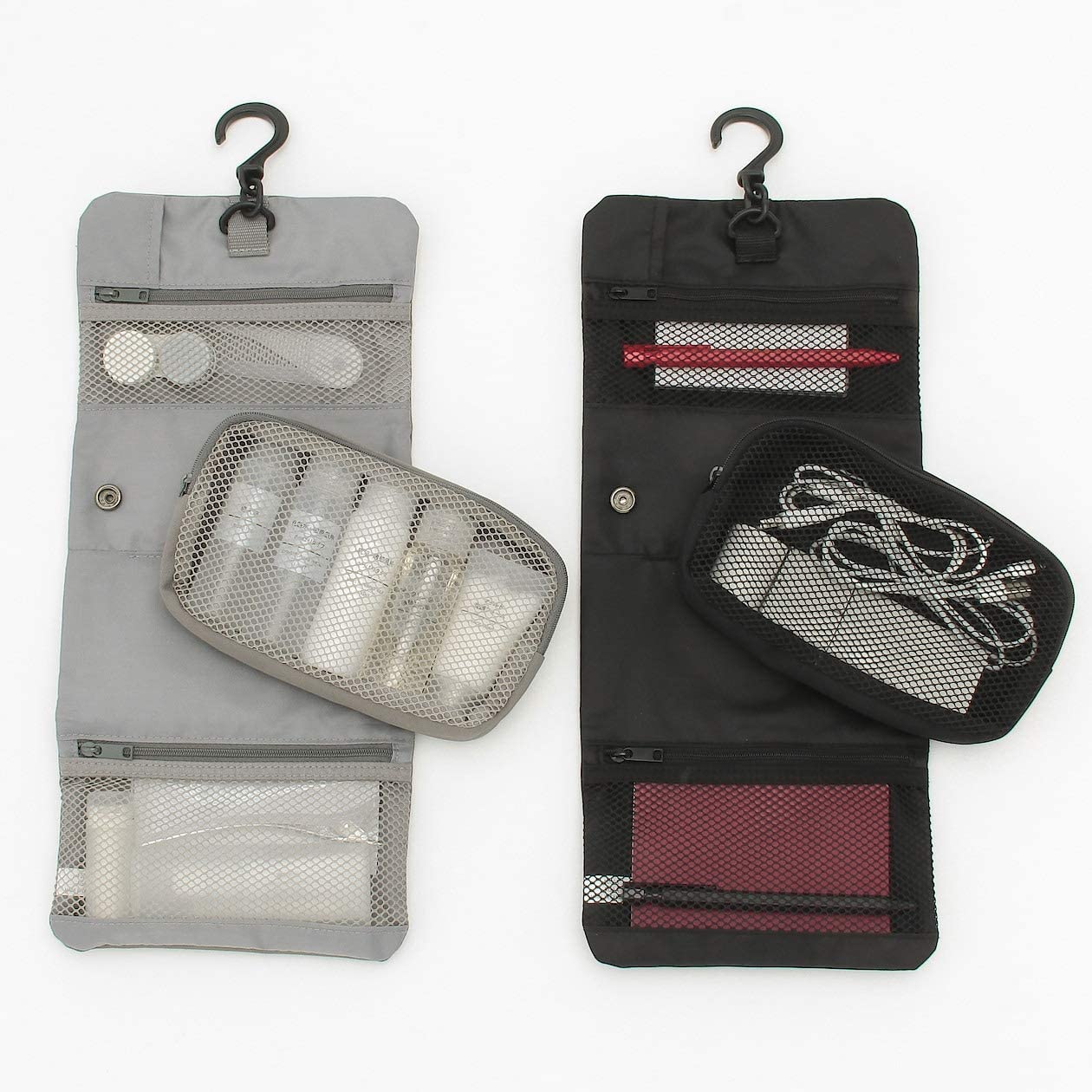 Muji Polyester Hanging Travel Case with Detachable Pouch, 12 cm Width x 18 cm Depth x 4.5 cm Height,