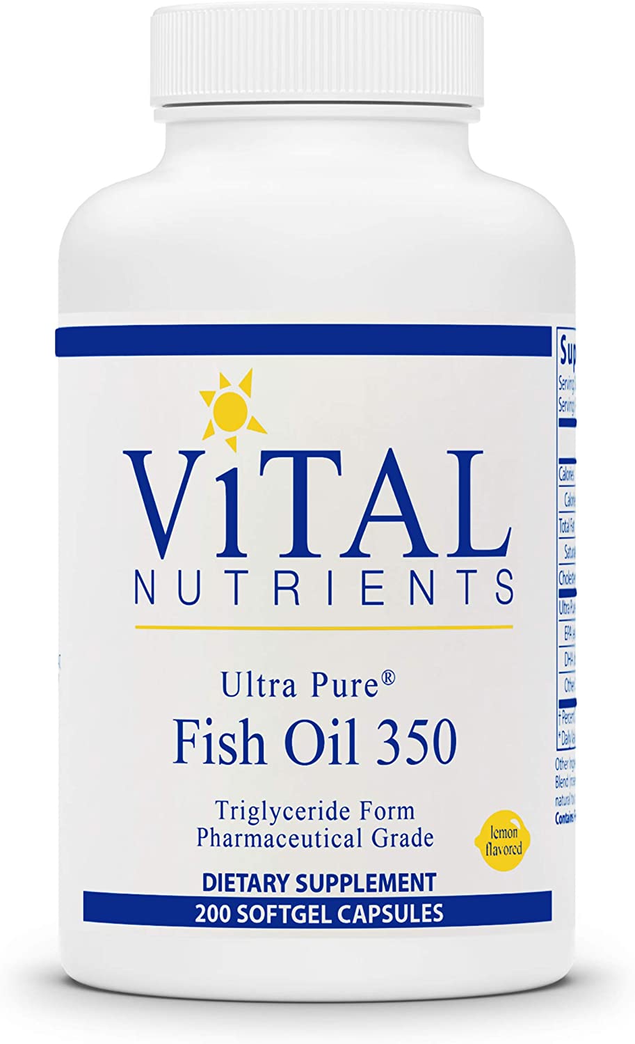 Vital Nutrients - Ultra Pure Fish Oil 350 (Pharmaceutical Grade) - Wild Caught Deep Sea Fish Oil, Ca