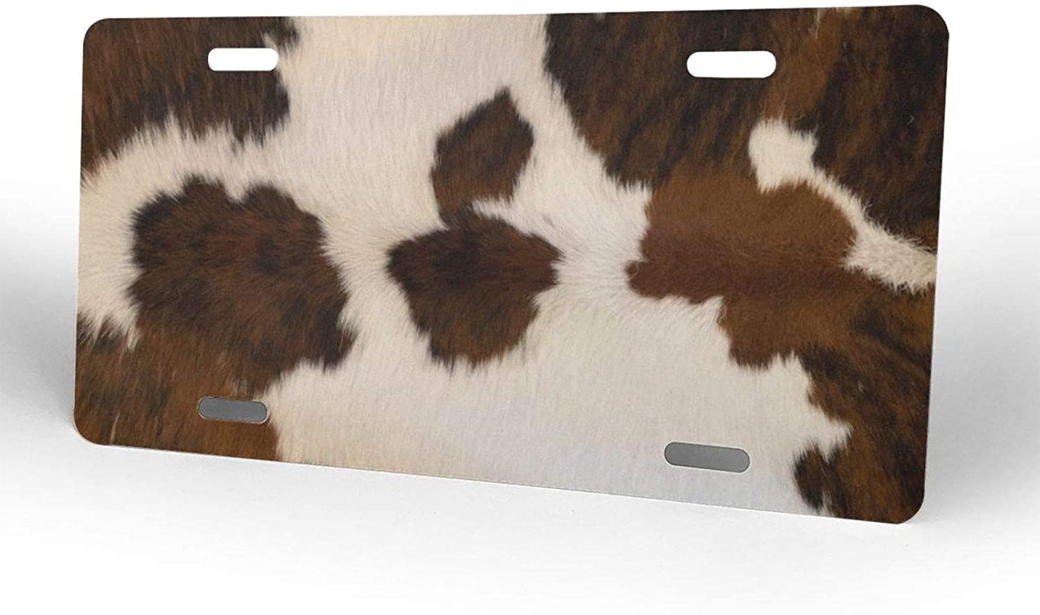 Farm Animal Brown Cowhide Skin Print Cow License Plate Frame Aluminum Metal Covers,Metal Novelty Car