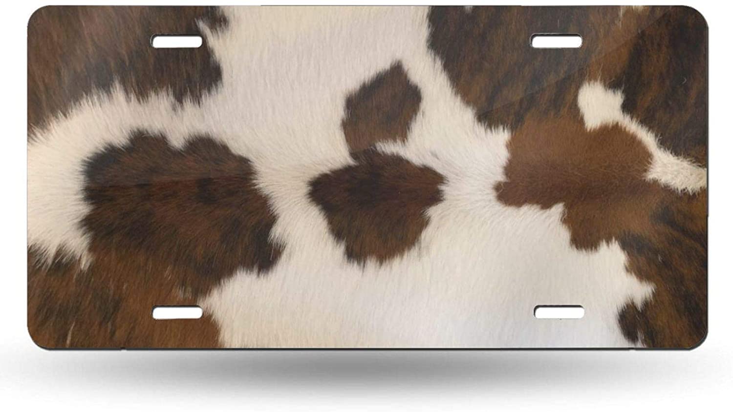Farm Animal Brown Cowhide Skin Print Cow License Plate Frame Aluminum Metal Covers,Metal Novelty Car
