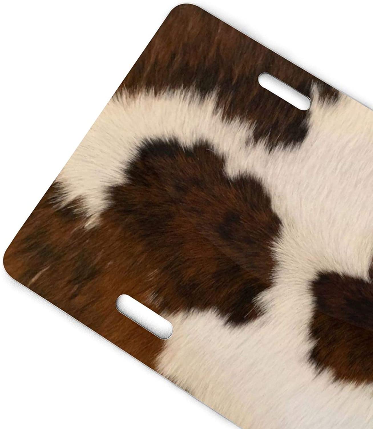 Farm Animal Brown Cowhide Skin Print Cow License Plate Frame Aluminum Metal Covers,Metal Novelty Car