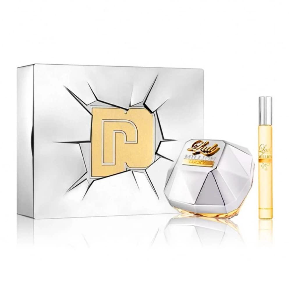 Paco Rabanne Lady Million Lucky for Women 2piece Tin Box Set (2.7 Oz Eau De Parfum Spray + 10ml Trav