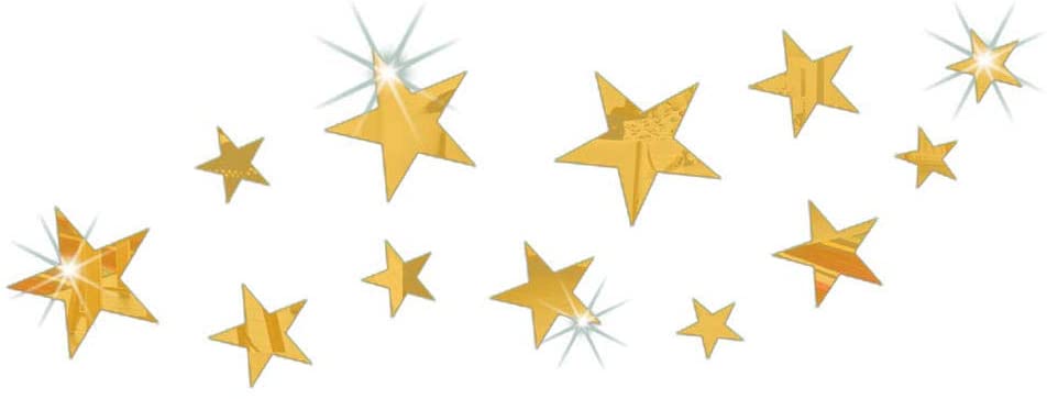 QJKai 12 Pieces Gym Mirror The Stars Stick on Mirrors for Decor Kid Baby Nursery Home Living Room Be