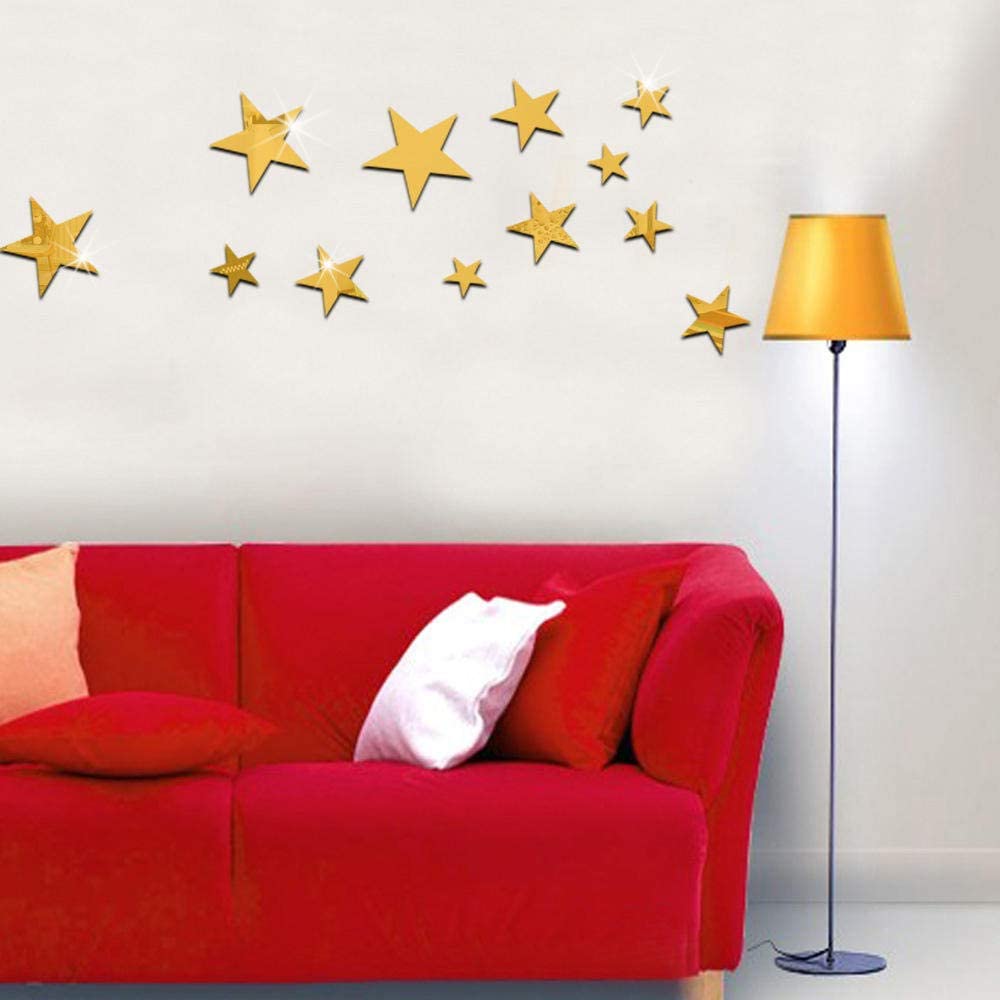 QJKai 12 Pieces Gym Mirror The Stars Stick on Mirrors for Decor Kid Baby Nursery Home Living Room Be