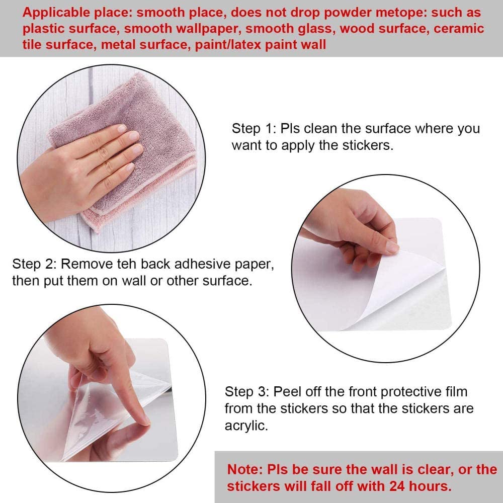 QJKai 12 Pieces Gym Mirror The Stars Stick on Mirrors for Decor Kid Baby Nursery Home Living Room Be