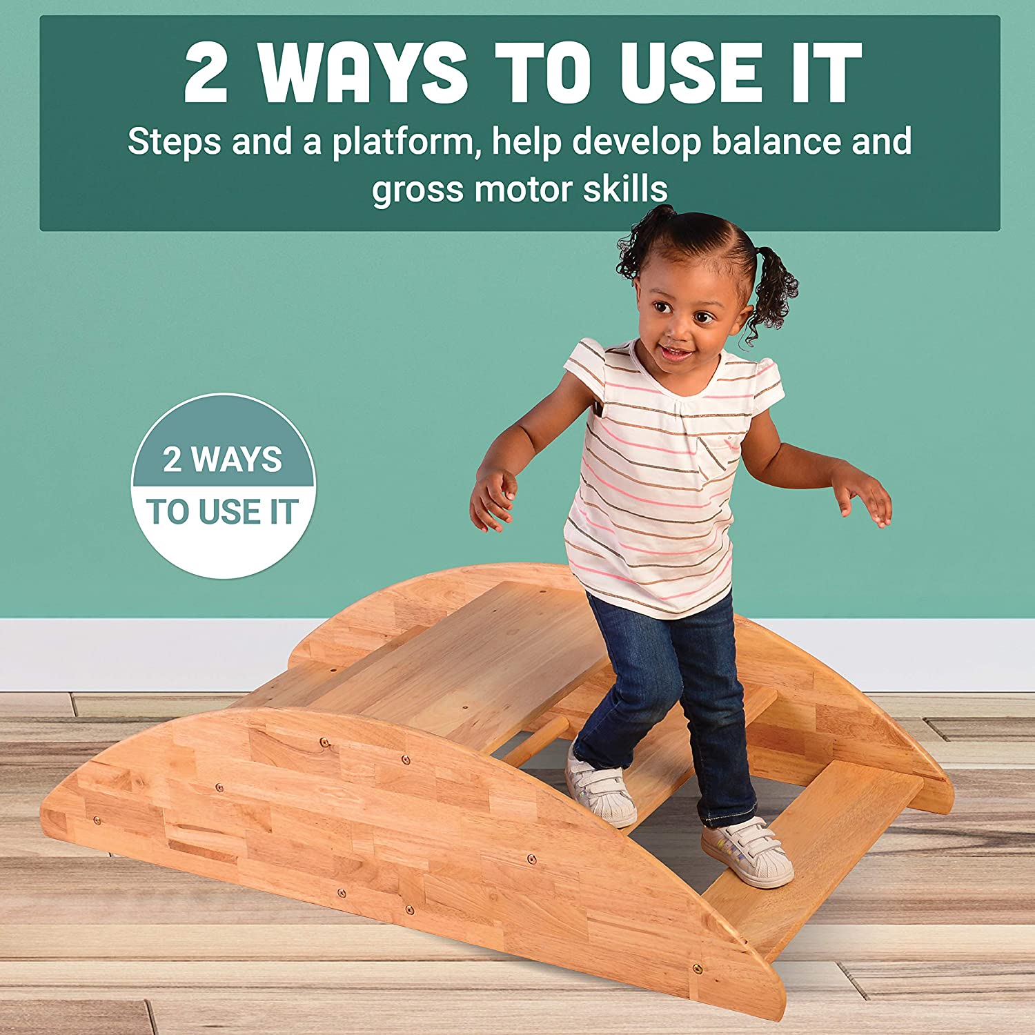 Constructive Playthings Wooden Rocking Boat for Children, Turn Over for