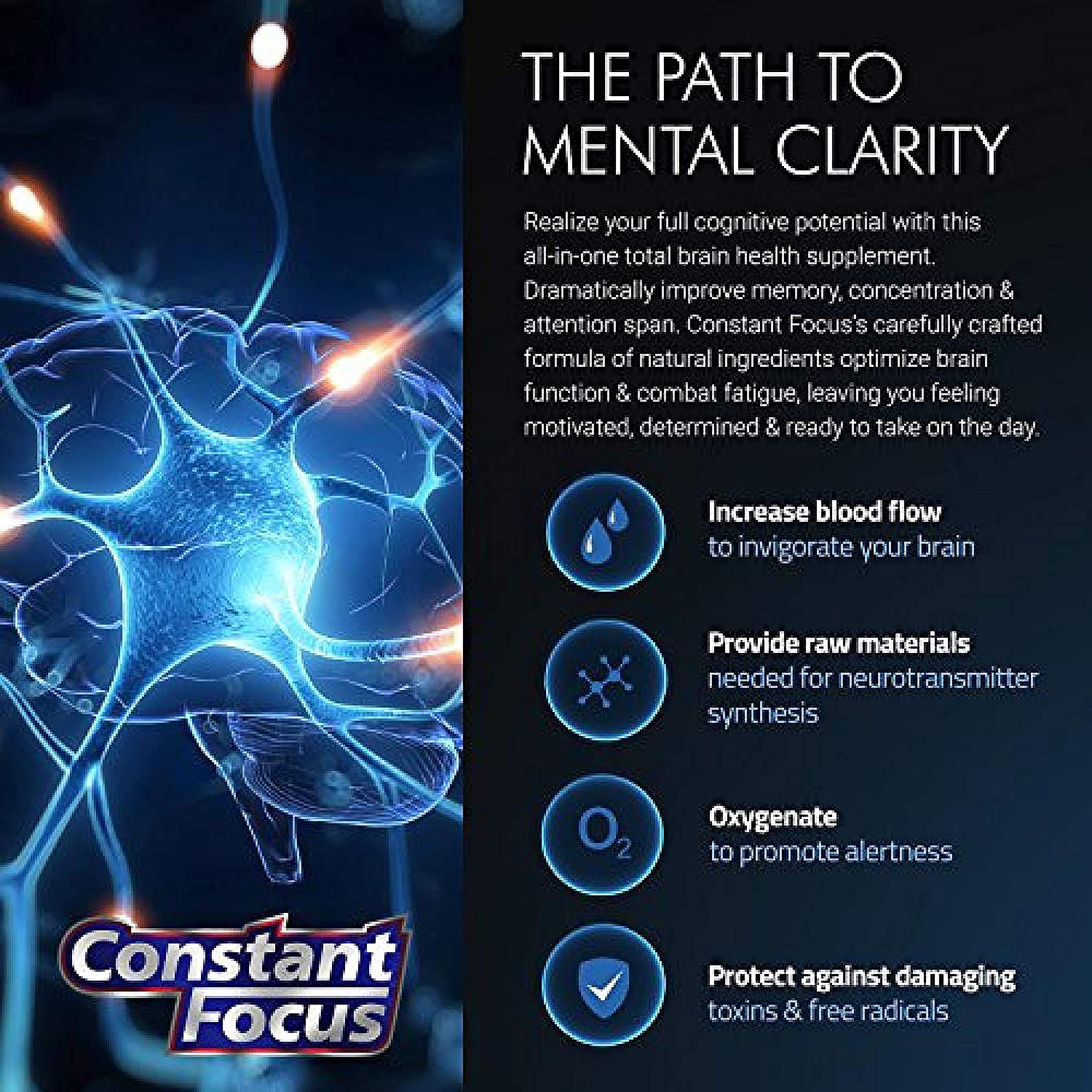 Brain Cognitive & Memory Supplement - Focus, Memory & Clarity - Mental Performance Nootropic Huperzi