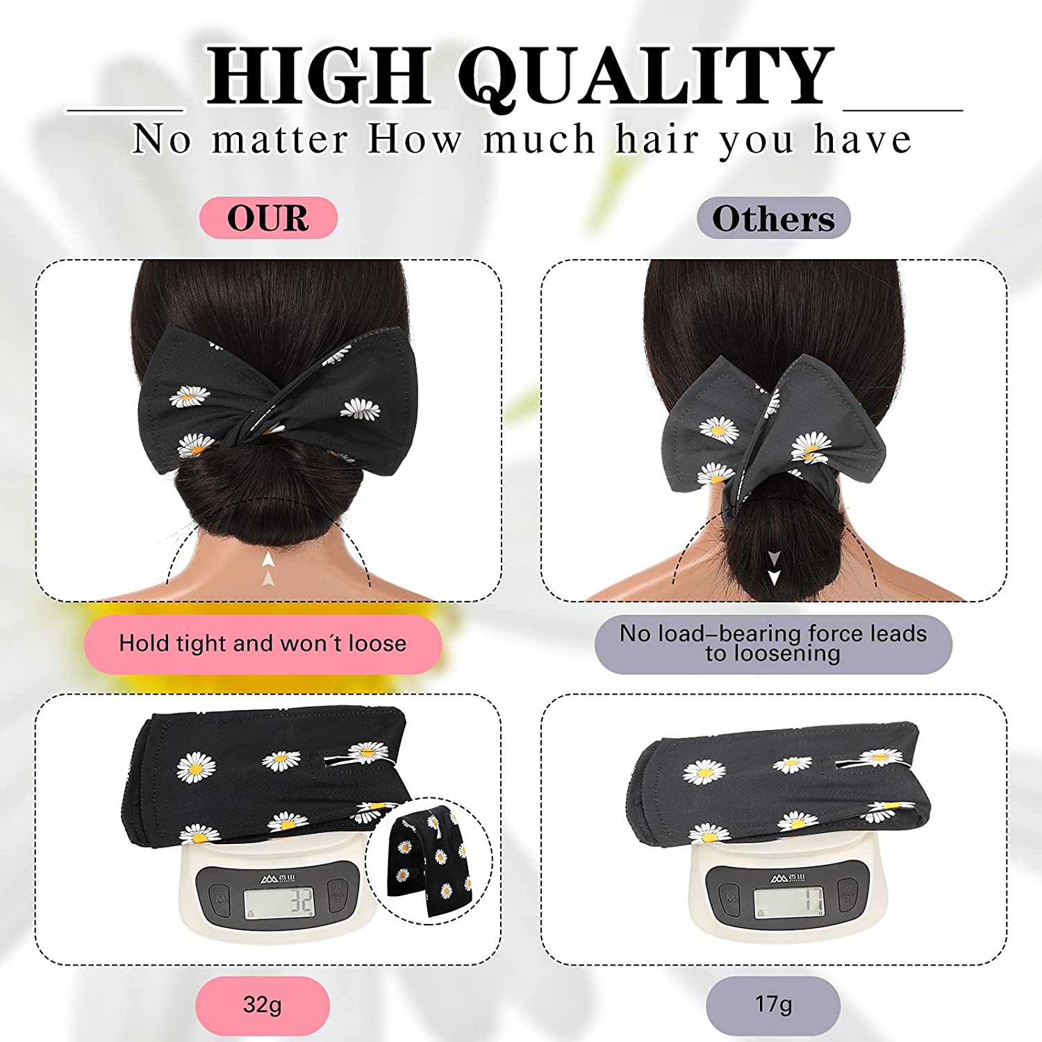 6 Pieces Bun Makers For Hair Daisy Deft Bun Floral Donut Makers French Hair Twist Bands Printed Magi