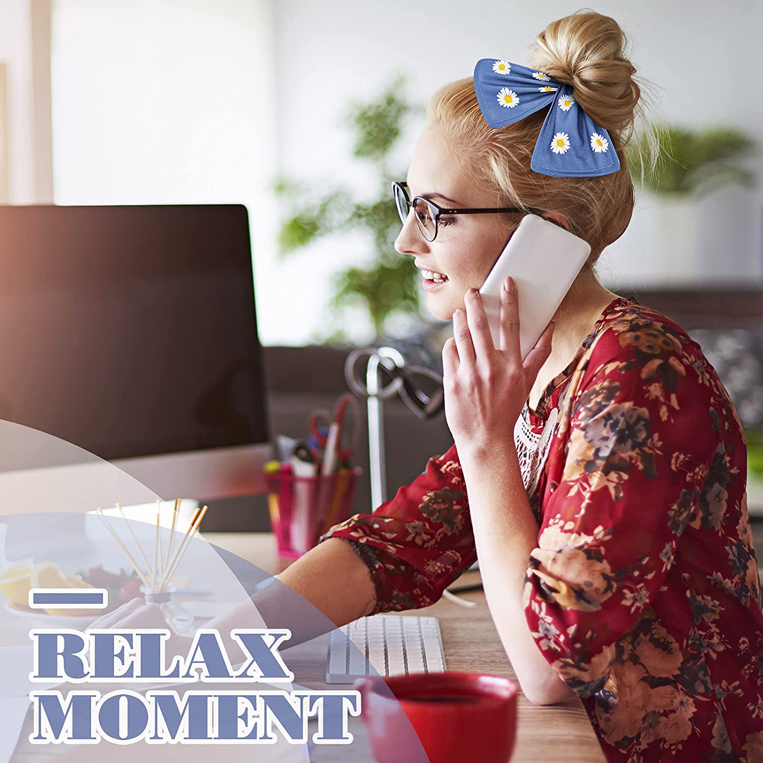 6 Pieces Bun Makers For Hair Daisy Deft Bun Floral Donut Makers French Hair Twist Bands Printed Magi