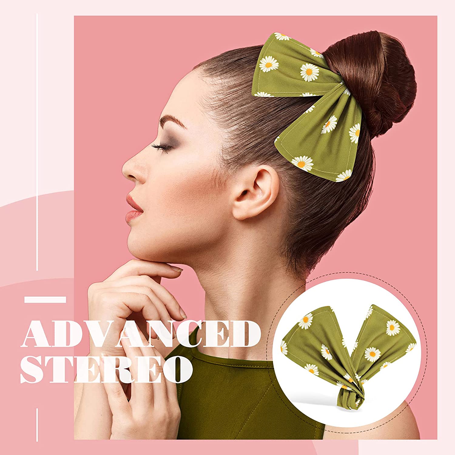 6 Pieces Bun Makers For Hair Daisy Deft Bun Floral Donut Makers French Hair Twist Bands Printed Magi