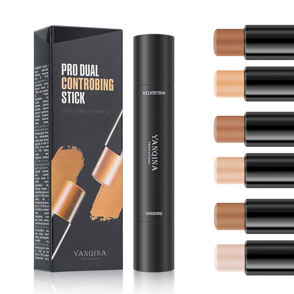MEICOLY 6 Colors Highlight Contour Stick Double Head Facial Repair Bronzer Concealer 3D Wonder Stick