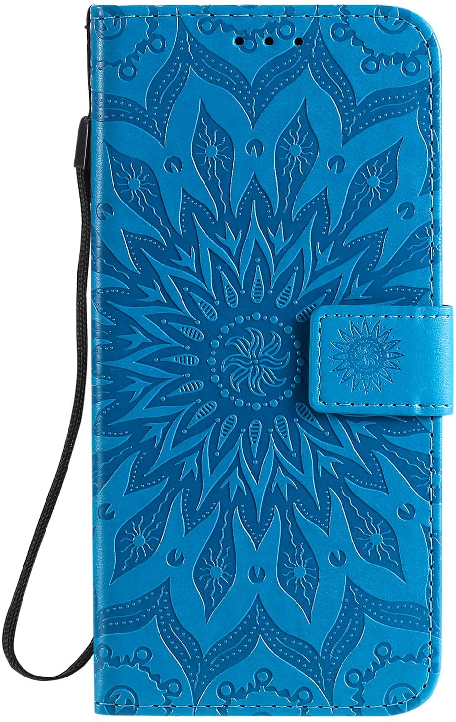 Cfrau Kickstand Wallet Case with Black Stylus for Samsung Galaxy A21,Retro Mandala Sunflower PU Leat