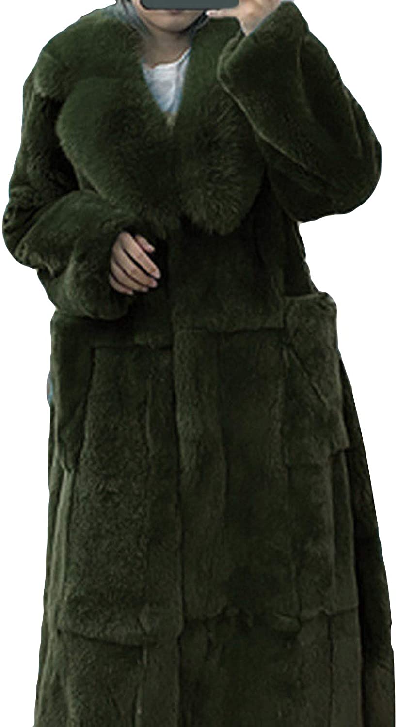 Dosoop Women Winter Warm Luxury Faux Furs Coat Outerwear Long Sleeve Faux Mink Faux Fur Plus Size Ho