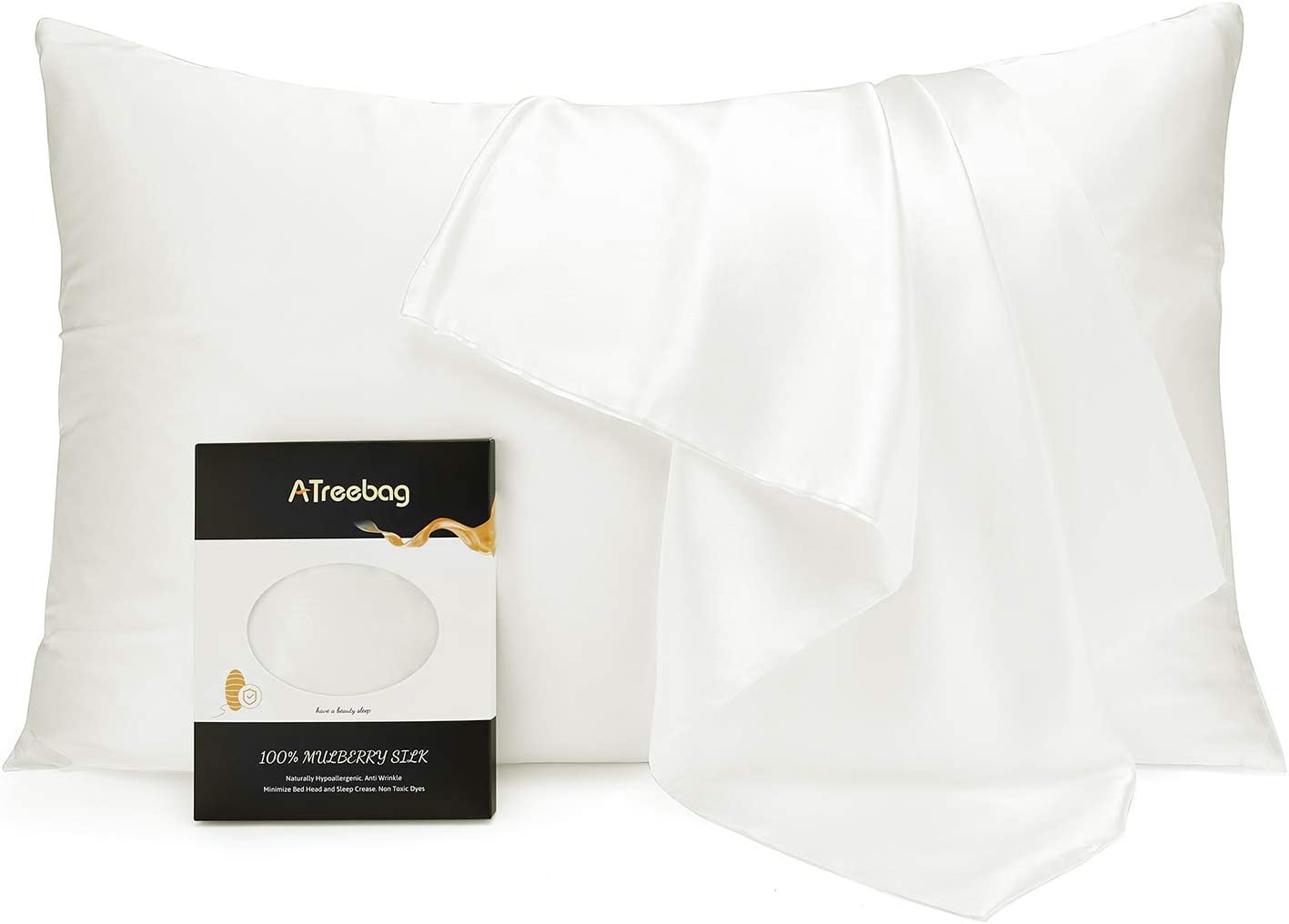ATreebag 100% Mulberry Silk Pillowcase for Hair and Skin, Double Sided 19 Momme 600 Thread Count Pur