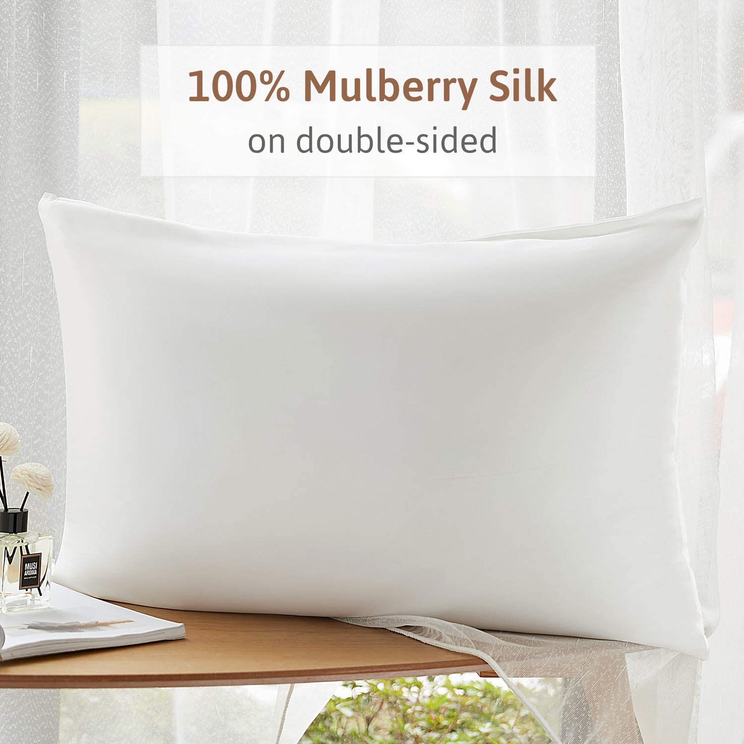 ATreebag 100% Mulberry Silk Pillowcase for Hair and Skin, Double Sided 19 Momme 600 Thread Count Pur