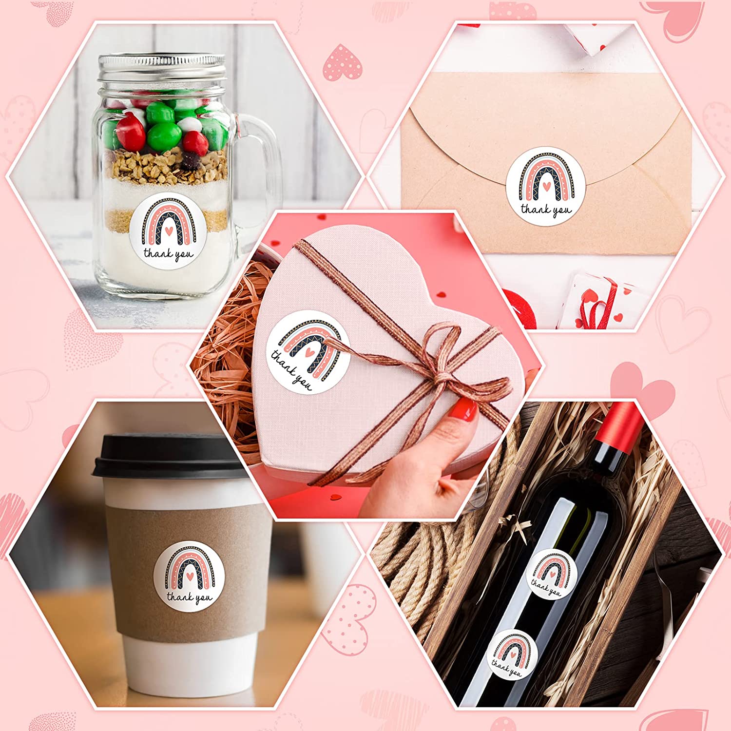 620 Pieces Thank Cards and Stickers Set Thank Gold Foil Stickers Thank for Supporting My Small Busin