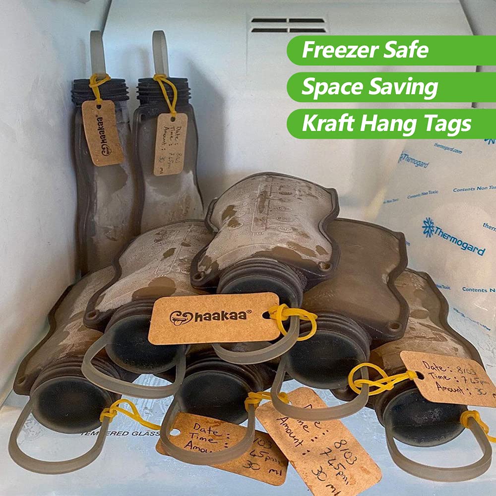 haakaa Reusable Silicone Breastmilk Storage Bag(9oz,10pk) with Scrub Cleaning Brush Set|Breastmilk F