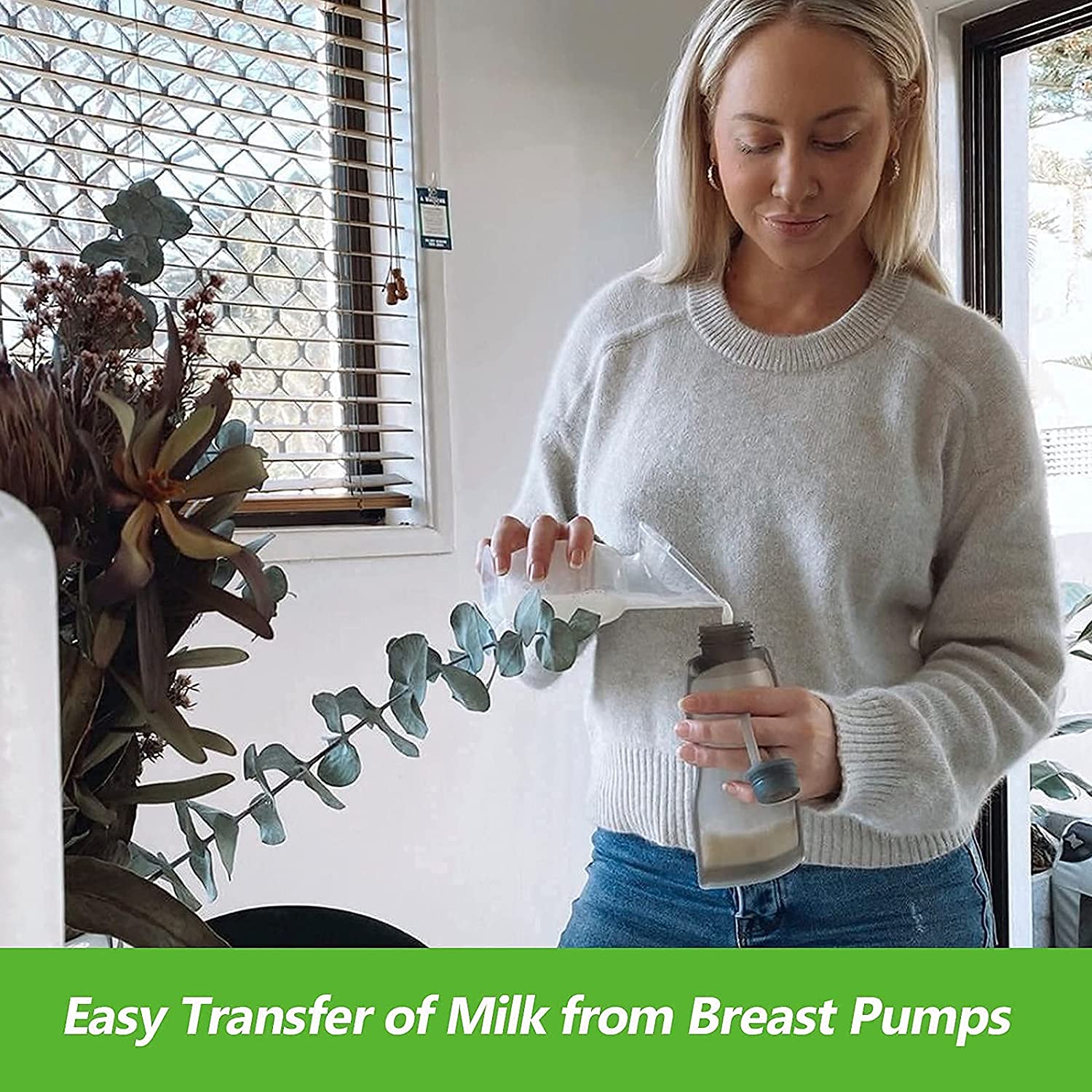 haakaa Reusable Silicone Breastmilk Storage Bag(9oz,10pk) with Scrub Cleaning Brush Set|Breastmilk F