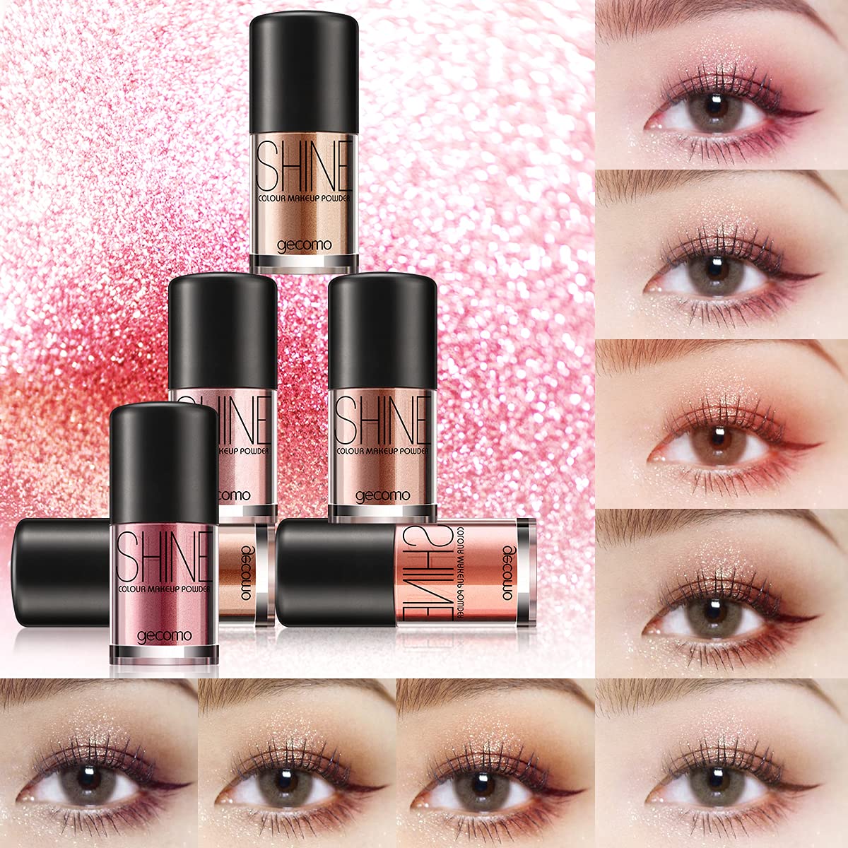 Eyeshadow Lipstick Blush Nail Eyebrow Glitter, Matte Shimmer Metallic Highlight Powder, Delicate Lon