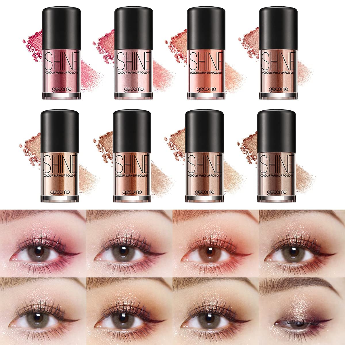 Eyeshadow Lipstick Blush Nail Eyebrow Glitter, Matte Shimmer Metallic Highlight Powder, Delicate Lon