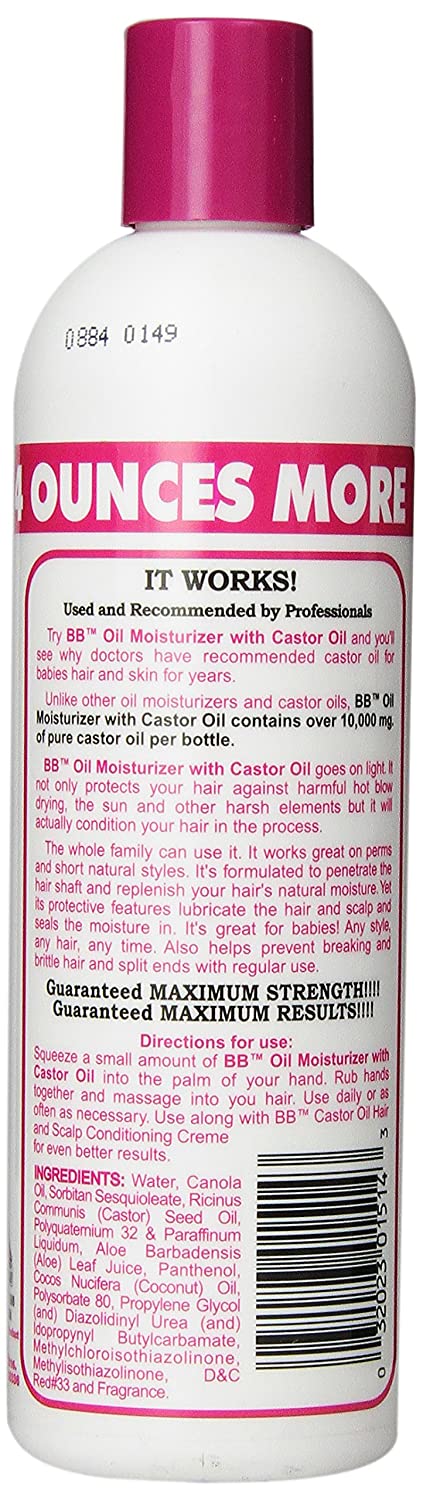 BB Oil Moisturizer, Hair Lotion With Castor Oil and Aloe, Maximum Strength, 12-Fluid Ounce