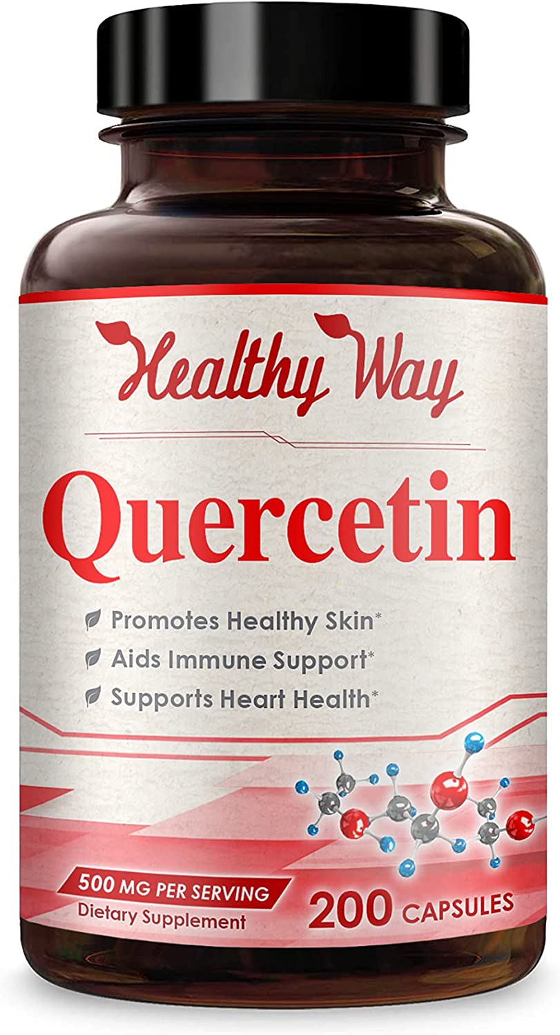 Healthy Way Pure Quercetin 500mg Supplement - 200 Capsules - Quercetin Dihydrate to Support Cardiova